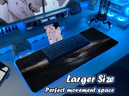 JMIYAV White RGB Gaming Mouse Pad 31.5x12 Inch PC XL Large Extended Glowing Led Light Up Desk Pad Non-Slip Rubber Base Computer Cool Mousepad Mat Desk Accessories Gaming Setup Singularity - color: Singularity
