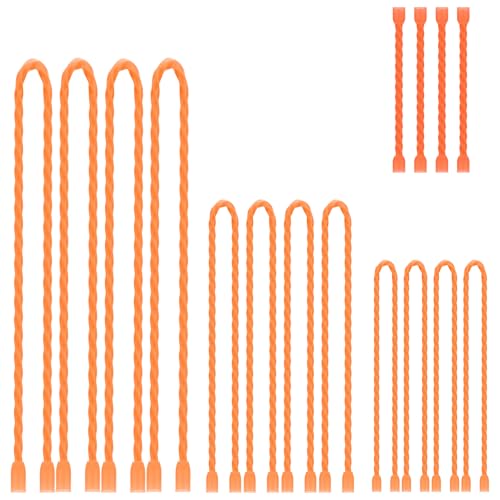 16Pcs 3-24Inch Silicone Cable Ties Reusable Steel-Core Silicone Twist Colorful Cable Tie Straps for Bundling and Organizing, Bendable Holder Strap for Indoor and Out All Purpose, Orange - color: Orange, size: 3-24 Inch