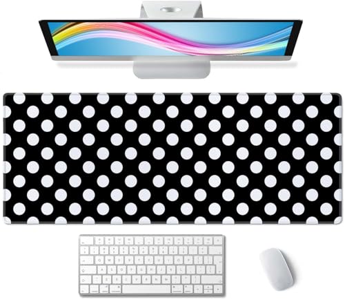 Polka Dot Desk Mat Abstract Circle Geometric Pattern Large Mouse Pad XL Desk Pad Gaming Mousepad Extended Keyboard Mat 31.5 x 11.8 in Laptop Computer Keyboard Pad Mouse Mat for Office Desk Decor - color: Polka Dot