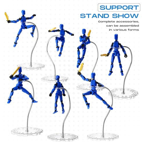Wonderjune 12 Pcs Action Figure Stands for 8 to 12 Inches Dolls Flexible Assembled Action Figure Display Holder with Adjustable Metal Support Arm Figure Stands Base Compatible with HG/RG 1/144 Toy - color: Clear