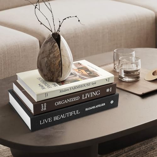 1DOT2 3Pcs Luxury Linen Decorative Books with Storage, for Home Decor. | 8.5"x11" Large, Faux Books, Modern Farmhouse & Boho Decor - color: Black/Coffee/Beige