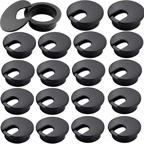 20 Pack 2" Black Plastic Desk Grommet, 2" Hole Cover, Organizers, Cord & Cable Management - color: Black
