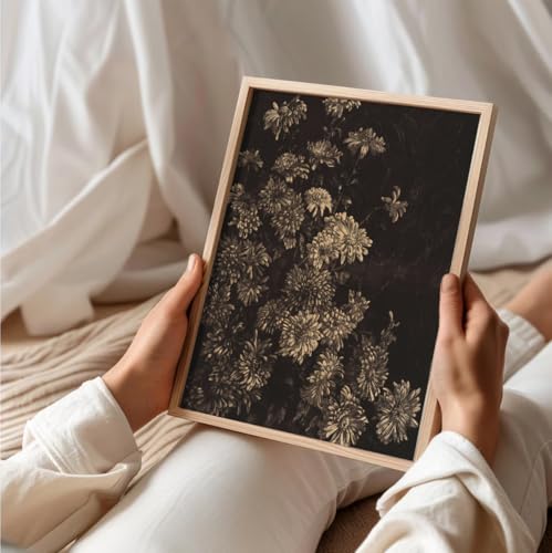 uniro Vintage Dark Floral Wall Art Print, Moody Dark Academia Floral Wall Painting, Retro Monochrome Botonical Wall Decor, Modern Flower Sketch Posters for Bedroom Living Room, Victorian Gothic Decor(8" x 10"-UNFRAMED) - color: Dark Academia Floral