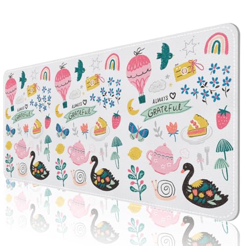 AUPET Leather Desk Pad Blotter Mat, Large Mouse Pad, Non-Slip Waterproof Desk Writing Pad Protector, Desk Decor for Office，Home，Gaming (Always Grateful, 35.4X15.7 inch) - color: Always Grateful, size: 35.4" x 16.7"