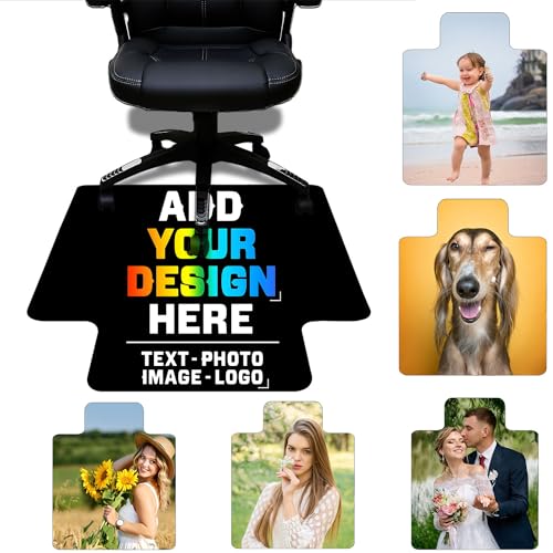 Personalized Office Desk Chair Mat with Lip, Custom Your Own Image Text Chair Mat for Hardwood Floor 36" x 48" Office Computer Gaming Desk Chair Mat for Hard Floor, Black - color: Black, size: 30"x 48"