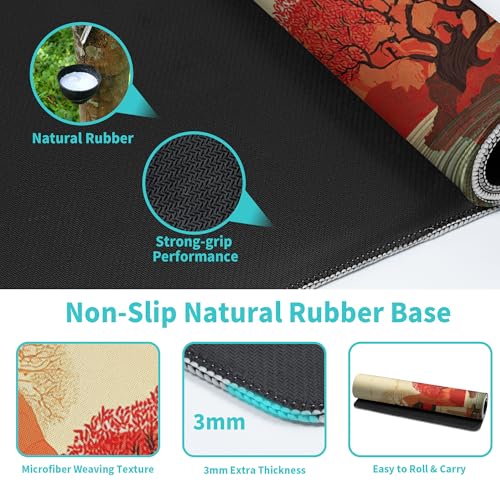 Scenery of Japan Gaming Mouse Pad Large Desk Mat Extended Keyboard Mouse Pad Anime Mousepad with Non-Slip Base and Stitched Edge Mouse Mat Desk Pad 31.5 x 11.8 Mouse Pads for Desk Home Office Gaming - color: Scenery of Japan