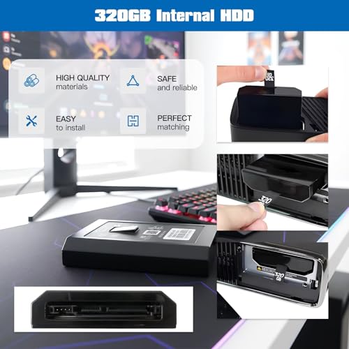 USonline911 2026 Upgraded 320GB 320G Internal HDD Hard Drive Disk Disc for Xbox360 Xbox 360 S for Slim Games