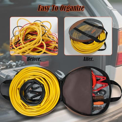 WELKINLAND 16-Inch Jumper Cable Bag, Clear Cable Bags, Durable Cable Storage Bag, Extension Cord Bag, Bags For Cables, Cords, and Hoses