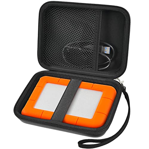 Case Compatible with LaCie Rugged Mini 1TB/ 2TB/ 4TB/ 5TB External Hard Drive Portable HDD, Storage Holder for Hard Drives for Mac and PC Computer & USB 3.0 2.0 Cable SD Cards (Black) - color: Black