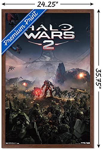 Trends International Halo: Halo Wars 2 - Key Art Wall Poster, 22.375" x 34", Mahogany Framed Version - color: Mahogany Framed Version, size: 34"L x 22.4"W
