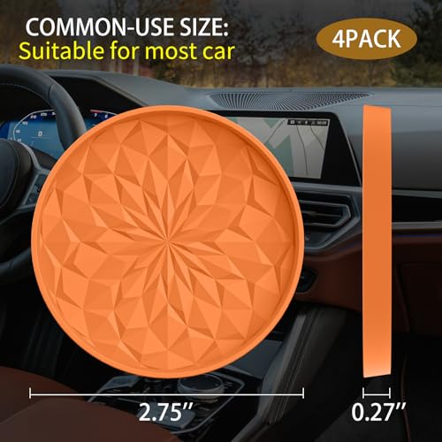 ME.FAN Car Coasters for Cup Holders [4 Pack] - 2.75In Silicone Auto Mug Mats - Universal Non-Slip Recessed Car Interior AccessoriesOrange - color: 4pack-orange
