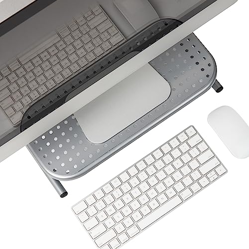 Mind Reader Monitor Stand, Ventilated Laptop Riser, Desktop Organizer, Metal, 14.5"L x 11.25"W x 4.25"H, Set of 2, Silver - size: 14.5"L x 11.25"W x 4.25"H
