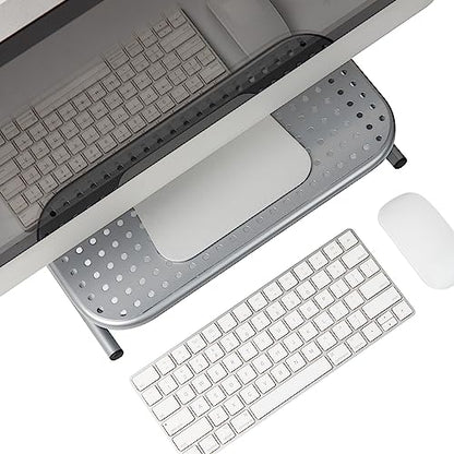 Mind Reader Monitor Stand, Ventilated Laptop Riser, Desktop Organizer, Metal, 14.5"L x 11.25"W x 4.25"H, Set of 2, Silver - size: 14.5"L x 11.25"W x 4.25"H