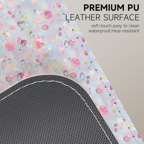 AUPET PU Leather Desk Pad Protector Blotter, Animal 35 x 17in Large Mouse Pad,Cute Office Desk Mat,Waterproof Non-Slip Desk Writing Drawing Pad for Office Home Game (Cute Pastel Cat) - color: Cute Pastel Cat