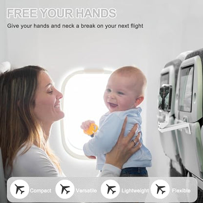 Perilogics Airplane Phone Holder Mount Universal in Flight Hands Free Viewing with Multi-Directional Dual 360 Degree Rotation (White) - color: White