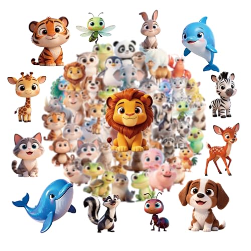 55PCS Cute Animal Theme Stickers, Non-Repeating PET Waterproof Decals for Teacher Rewards, Holiday Parties, Classroom Crafts, Game Treats & Gifts - style: Animal-CK-033A