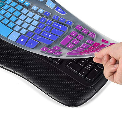 Colorful Keyboard Cover Compatible with Logitech K350 MK550 MK570 Wireless Wave Keyboard, Logitech K350 MK550 MK570 Full Keyboard Protector Skin -Rainbow - color: Rainbow