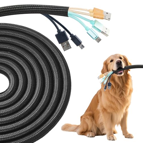 Split Wire Loom 3/4 Inch 50ft, Braided Cable Sleeve for Cable Management, Cord Protector for Pets, TV, Desk & Automotive, Black - color: Black, size: 3/4"-50ft