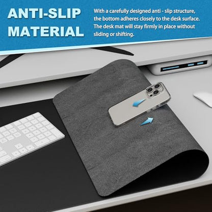 K KNODEL Leather Desk Pad Protector, Office Desk Mat, Large PVC Leather Desk Blotter, Non-Slip Mouse Pad (Black, 15.7" x 31.5") - color: Black, size: 15.7" x 31.5"
