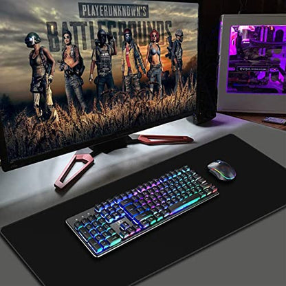 Gaming Mouse Pad Large XXL Extended Desk Mat with Non-Slip, Special-Textured Surface, Stitched Edges for Gaming and Office Home - Black - color: Black