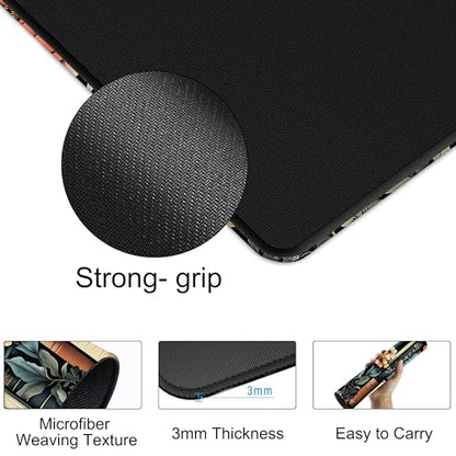 Books and Flowers Gaming Mouse Pad 35.4 x 15.7 Inches with Non-Slip Rubber Base, Smooth Cloth Surface Desk Keyboard Mat for Computer, PC, Laptop, Desktop - color: Books and Flowers