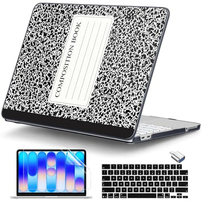 DONGKE Compatible with MacBook Neo 13 Inch Case 2026 A3404 A18 Pro chip & Touch ID, Plastic Hard Shell with Keyboard Cover, Screen Protector & Dust Plugs, Composition Book - color: Composition Book