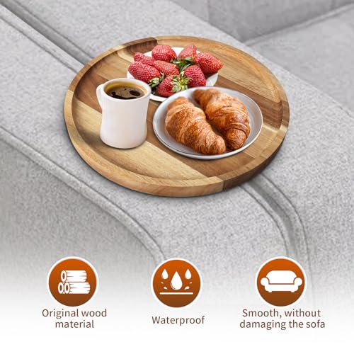 Sofa Tray, Solid Wood Tray Table Foldable, Couch Desk No Odor for Drinks Snacks Phone Remote Control (Orbicular) - size: Circle