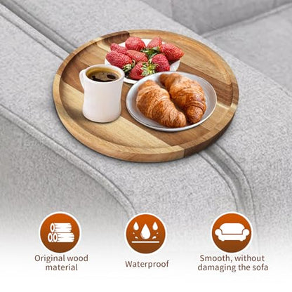 Sofa Tray, Solid Wood Tray Table Foldable, Couch Desk No Odor for Drinks Snacks Phone Remote Control (Orbicular) - size: Circle