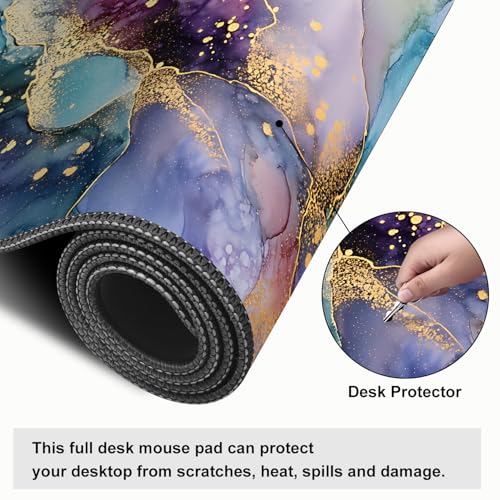 Mouse Pad, Large Anti-Slip with Stitched Edges Desk Mat Desktop Laptop Computer Desk Keyboard Mat,Table Protector Blotter Mat (Purple, 31.5" x 11.8") - color: Purple, size: 31.5" x 11.8"