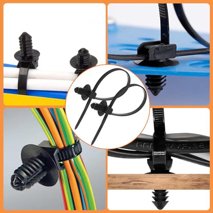 Fir Tree Push Mount Zip Ties 8 Inch Threaded Automotive Fuel Line Cable Ties Nylon Wire Holder 8.3"x0.22" 50Pcs - size: 8.3"x0.22"