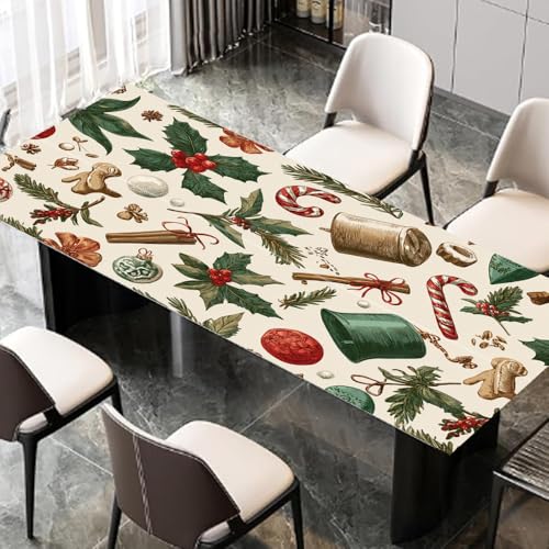 Vintage Christmas Icons Desktop Sticker 39.37x23.62In, Hand Drawn Holiday Pattern Desk Decal, Easy Clean Table Surface Sticker, Cozy Home Office Decor - color: Colorful198