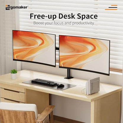 Dual Monitor Stand, Arm Monitor Desk Mount for 13" to 27" 2 Screens, Full Adjustable Height, Tilt Swivel Rotate, Holds 22 lbs per Arm, Easy to Install - size: Dual Up to 27"