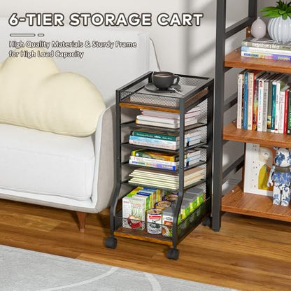 keomaisyto 6-Tier Standing File Organizer for Office Organization, Under Desk File Holder with Sliding Mesh Paper Letter Trays, Slim Rolling File Cart with Wheels for Home/Office/Study - style: Classic