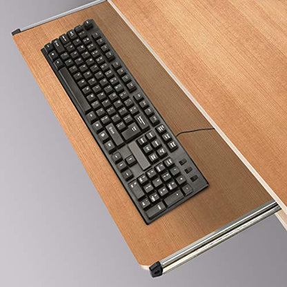 KINJOEK 2 PCS 14 Inch Under Desk Keyboard Tray Rails Slides, Adjustable Height Heavy Duty Ball Bearing Keyboard Mount Track, Silver - color: Silver