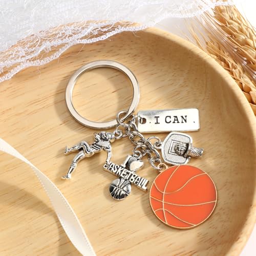 Sports Ball Keychain with Volleyball Baseball Soccer Basketball Football Charms Athletic Gift for Men - color: Basketball