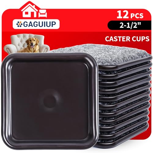 2 1/2" Square Carpet Bottom Furniture Caster Cups, Reusable Furniture Sliders for Hardwood Floors, Felt Furniture Pads Coasters to Protect Tile or Laminate Floors from Scratches, Brown/Gray (12 Pack) - size: 2-1/2 Inch, 12 Pack