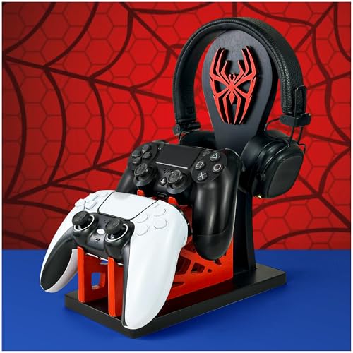 Gamer Gift for Men Teenage Boy Wood Controller Organizer with Headphone Holder & Game Controller Stand - Unique Gift Idea for Husband, Boyfriend, Gamers, Game Lover, Gaming Accessory (Vernom) - color: Vernom