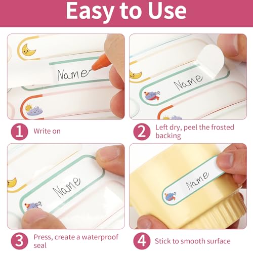 480 Pcs Labels for Kids Stuff Daycare, Waterproof Baby Name Label, Washable Bottle Labels, Reusable Self-Adhesive Tag Stickers for School Essentials, Self-Laminating Write-on (Weather) - style: Weather