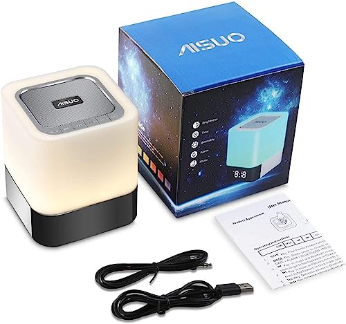 Night Light-5 in 1 Bedside Lamp with Bluetooth Speaker, 12/24H Digital Calendar Alarm Clock, Touch Control, Support TF and SD Card, Music Player, Gift for Girls Boys Teens,Warm White
