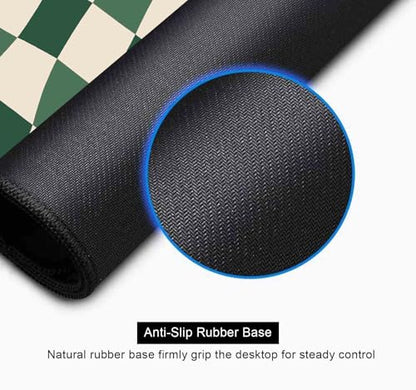 Sage Green Checkered Desk mat, Retro Boho Extra Large Mouse Pad, Abstract Wavy Desk Protector Pad, Minimal Pattern Aesthetic Writing Mat for Computer & Laptop Home Office, 31.5 X 11.8 in - color: Green Checkered