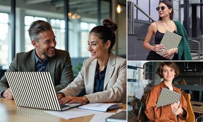 DONGKE Case for MacBook Pro 14 Inch (2026-2021 Release, M5 M4 M3 M2 M1 Pro/Max Chip), Plastic Slim Hard Shell Protective Cover with Keyboard Cover & Screen Protector, Black & Cream Stripes - color: Black & Cream Stripes