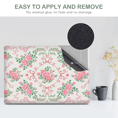 DINKY Laptop Skin Sticker Decal 15.6" 15.4" 12" 13" 13.3" 14" 15 inch Laptop Universal Vinyl Skin Stickers Cover Art Decal Notebook PC Personalized Protector, Pink Floral Bow - color: Pink Floral Bow