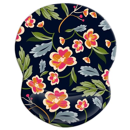 Ergonomic Wrist Support Mouse Pad - Comfortable Computer Mouse Pad with Non-Slip PU Base for Home Office Working Gaming (Bright Flowers) - color: Bright Flowers
