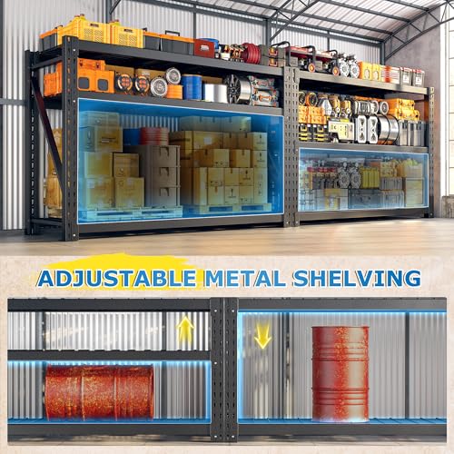 Bepatio 8250LBS Heavy Duty Garage Shelving,Storage Shelves Industrial Metal Shelving, 3-Tier Adjustable Shelves for Factory Warehouse Shop Storage Room 24" D × 60" W × 66" H, Black - size: 60"W x 24"D x 66"H, 3-Tier