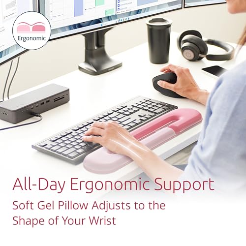 Kensington Duo Gel Loop Wrist Rest for Keyboard, Wrist Pad for Full Size Keyboard, Ergonomic Wrist Pad, Non-Skid Computer Pad with Wrist Support, Pink K62679WW, 17.7" x 3.7"x 0.9” - color: Pink, style: Loop Keyboard Wrist Rest