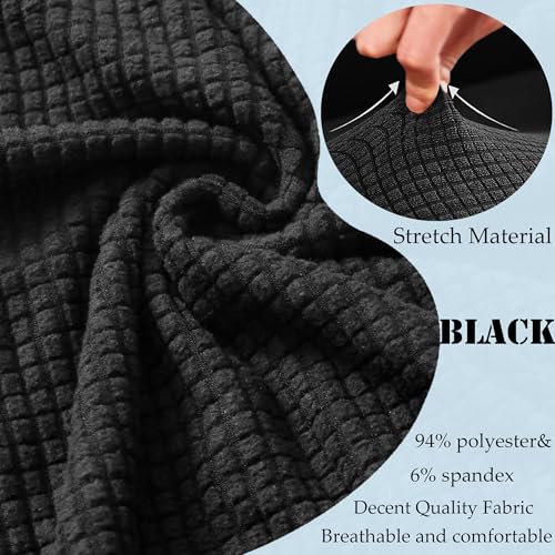 Sofa Couch Arm Chair Covers, Armrest Armchair Covers Stretch Recliner Slipcover, Set of 2 (Black) - color: Black