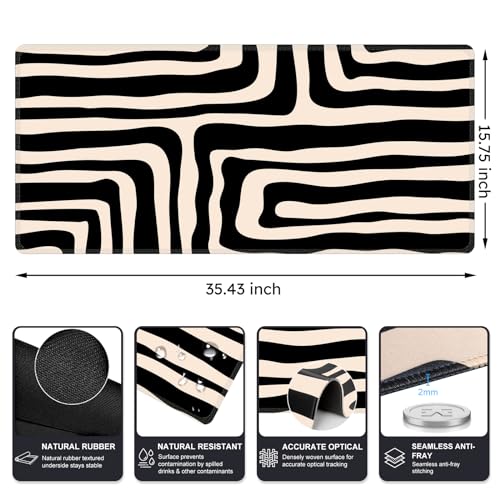 iCasso Gaming Mouse Pad (35.4x15.7 in), Large Stable Rubber Base Mousepad with Stitched Edges, Keyboard Mouse Mat for Work, Game, Office, Home - Curve - color: Curve