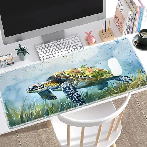MTG Playmat, Smooth Surface Game Play Pad MTG TCG 24 x 14 inch with Storage Bag, Non-Slip Mouse Pad Card Fighting Game, Waterpainted Turtle - color: Waterpainted Turtle