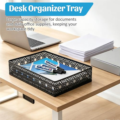 Letter Desk Tray Organizer, Metal Mesh File Basket for Office Home | Decoration Drawer Trays, Large Capacity Heavy-Duty Storage Box, Desktop Bin for Document, A4 Printer Paper, Mail, Paperwork - style: Pattern 3#