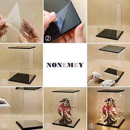 NONEMEY Clear Acrylic Display Case with Remote Control Light for Collectibles, Dustproof Model Showcase Organizer Box, Display Case for Collectibles(13.8x10x13.8inch,35x25x35cm) - size: 13.8×9.8×13.8 inch, 35×25×35 cm